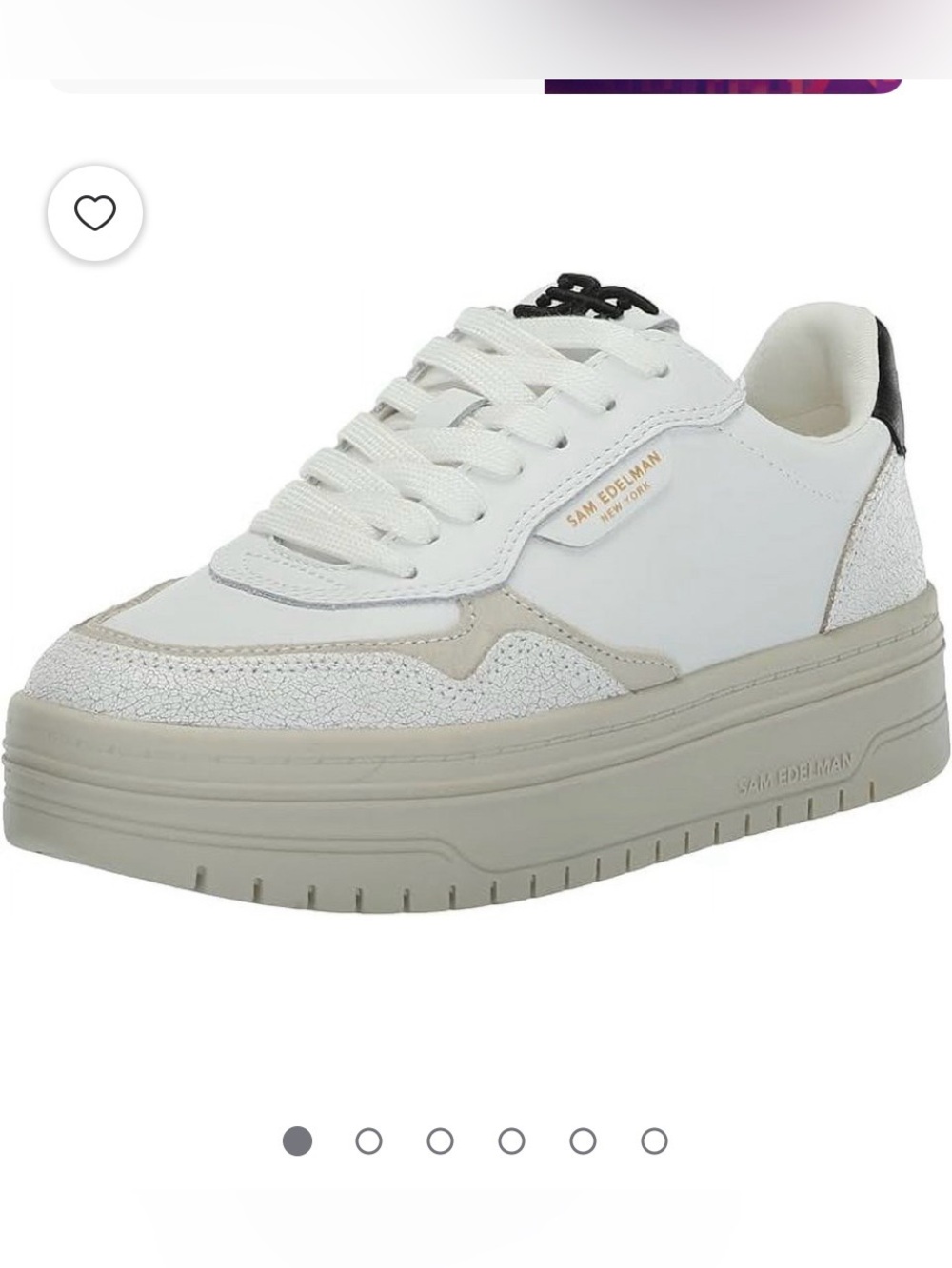 Sam Edelman White and Cream Platform Sneaker